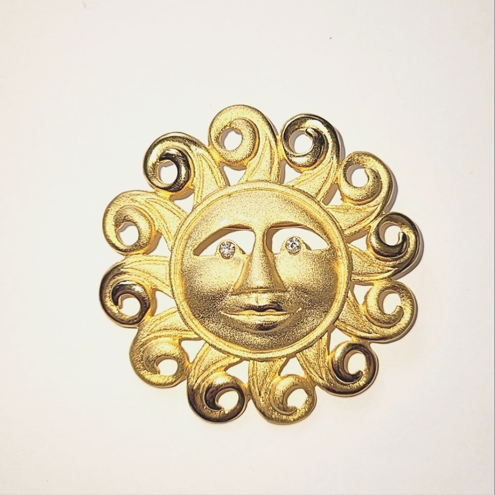 TANA SUN BROOCH - RHINESTONE EYES - Picture 6 of 6